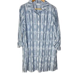 Pure Jill 100% Cotton Ikat Button Up Tunic Shirt Dress Size Medium